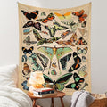 Vintage Butterfly Tapestry 48” x 36”, Long Vertical Wall Hanging Reference Illustrative Papillons Tapestries for Bedroom Aesthetic Butterfly Tapistry Cute Vertical Tapestry Wall Hanging Bedroom Decor