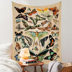 Vintage Butterfly Tapestry 48” x 36”, Long Vertical Wall Hanging Reference Illustrative Papillons Tapestries for Bedroom Aesthetic Butterfly Tapistry Cute Vertical Tapestry Wall Hanging Bedroom Decor