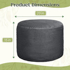 Round Corduroy Ottoman Foot Rest Pouf for Living Room Couch - Soft Plush Shredded Foam Filled Hassock Stool, Comfy Footstool