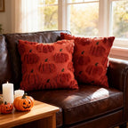 Fall Pumpkin Decorative Throw Pillow Covers 20x20 Set of 2 Pillow Covers, Faux Fur Square Pillow Cover Fluffy Plush Accent Throw Pillow Case, Throw Pillow Cover Cushion Cover for Autumn, Rust Red