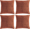 Fancy Homi 4 Packs Rust Small Decorative Throw Pillow Covers 14x14 Inch for Living Room Couch Bed Sofa, Rustic Farmhouse Boho Home Decor, Soft Plush Striped Corduroy Terracotta Cushion Case 35x35 cm