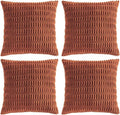 Fancy Homi 4 Packs Rust Decorative Throw Pillow Covers 20x20 Inch for Living Room Couch Bed Sofa, Terracotta Rustic Farmhouse Boho Home Decor, Soft Plush Striped Corduroy Square Cushion Case 50x50 cm