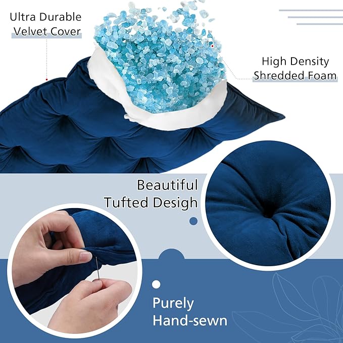 Bench Cushion for Indoor Furniture 48x18 in Velvet Thicken Indoor Window Seat Cushion, Piano Sofa, Entryway Storage, Bay Window Tufted Patio Porch Swing Bench Pad Memory Foam(Royal Blue)