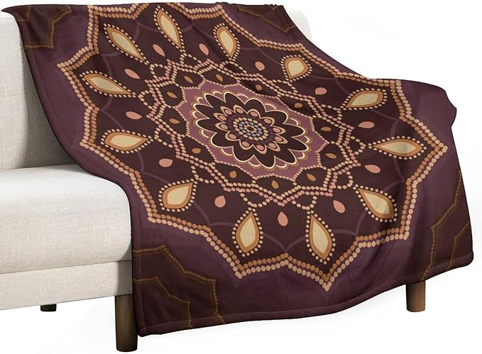 Mandala Throw Blanket Indian Hippie Bohemian Art Floral Texture Ornamental Pattern Blanket for Sofa Bed Couch Chair Or Dorm 40"x50"