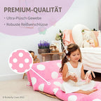 Butterfly Craze Floor Pillow Case, Mattress Bed Lounger Cover, Polka Pink, Queen Size - Cozy Seating Solution for Kids & Adults, Recliner Cushion, Perfect for Reading, TV Time (Pillow Not Included)