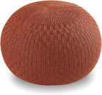 ARTPLAN - Round Knit Pouf - Woven Floor Ottoman - Handmade & Hand Stitched - 19.7 Dia x 12.8 High - Boho Home Décor - Living Room - Bedroom,Brick Red