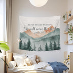 MNASAIOO Christian Mountian Wall Tapestry Hanging for Bedroom, Bible Verse Scripture We Will Serve The Lord Tapestries, Watercolor Religious Wall Decor Banner for Living Prayer Room Church 50x60in
