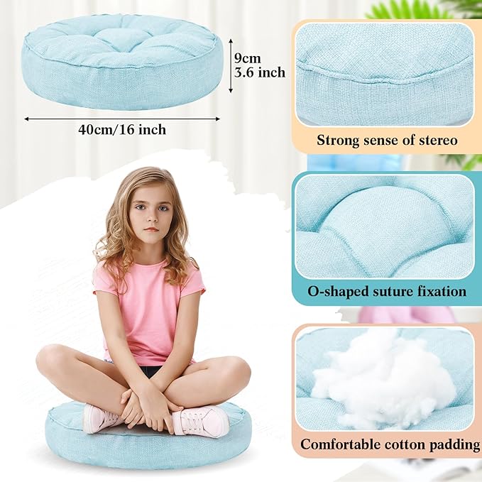 Juexica 8 Pcs Floor Cushions for Kids Floor Pillows Flexible Seating Cushions 3.5'' Thick Flexible Seating Classroom Furniture Meditation Seat Pillows for Home Nursery Yoga Decor(Morandi,Round)