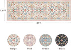AMOAMI Vintage Floral Runners for Hallways Indoor, 2'6''x8' Kitchen Runner Rug Non Slip Machine Washable Entryway Rug Runner Ultra Soft Boho Carpet Runner for Hallway Kitchen Bedside Entryway, Beige