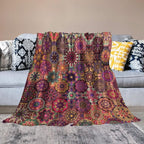 Mandala Indian Bohemian Throw Blanket Paisley Purple Floral Boho Abstract Tribal Blanket for Sofa Bed Couch Chair Or Dorm 60"x80"