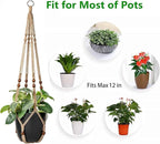 AKEIE Brown Macrame Plant Hanger Indoor Outdoor Plant Holder Basket 41'' Hanging Planter Rope w/Wood Beads No Tassels for Indoor Outdoor Boho Home Decor(Brown)