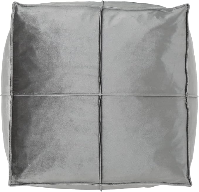 GDFStudio Modern Glam Velvet Square Pouf Ottoman Foot Stool - Bean Bag Floor Chair - Foot Rest Couch for Living Room Bedroom,Smoke,24" x 24" x 12"