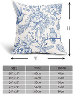 Chinoiserie Blue White Floral Pillow Covers 18X18 Inch French Country Vintage Flowers Bird Decorative Pillow Cases Set of 2 Seasonal Cotton Linen Throw Pillows Farmhouse Home Decor For Sofa Couch
