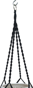 4 Legs Polypropylene Fiber Rope Macrame Plant Hanger Hanging Planter Holders Black& White Color, 48-inches for 10-12" Pot (Black)