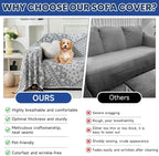 ROOMLIFE Black Couch Covers for Sofa, Sofa Covers Washable Non Slip Furniture Protector Couch Sofa Covers for 3 Cushion Couch, Breathable Sofa Slipcovers Couch Cover Blanket with Tassels 71" X 134"