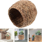 Cabilock Handwoven Hyacinth Planter Basket, Natural Woven Rattan Storage Basket for Small Plants, Eco-Friendly Indoor & Outdoor Decorative Pot Cover for Farmhouse, Boho Home Decor