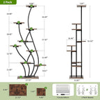 Plant Stand Indoor with Grow Lights - Lighted Plant Shelf Indoor Tall, 61" 9 Tier Large Plant Stands for Indoor Growing, 2 Pack Corner Flower Shelf, Winged Metal Holder for Home Living Room, Black