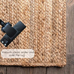 FRELISH DECOR Handwoven Jute Area Rug - 3x5 Feet Natural Yarn - Rustic Vintage Beige Braided Reversible Rectangular Rugs for Bedroom - Kitchen - Living Room - Farmhouse (3' x 5')