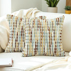 Boho Chenille Striped Pillow Cover 18x18 Inch, Decorative Pillow Cover for Couch Bed Sofa Living Room Bedroom Farmhouse Modern Home Decor Accent Pillowcases Set of 2, Multicolor