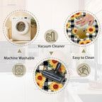 Sunflower Rugs for Kitchen Floor, Anti Fatigue Mats for Kitchen Floor Non Slip, 2PCS Rubber Kitchen Mat, Farmhouse Washable Cushioned Carpet Rug for Sink Laundry 5.7"×27.5" +15.7"×47" Black and White