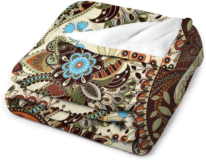 Vintage Bohemian Throw Blanket Indian Mandala Colorful Pattern Blanket for Sofa Bed Couch Chair Or Dorm 70"x80"