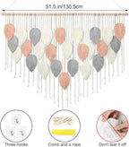 Alynsehom Large Macrame Wall Hanging, Boho Woven Tapestry, Chic Modern Bohemian Handmade Leaf Feather Wall Art Home Decor for Apartment Dorm Living Room Bedroom Nursery Backdrop (51.5" W X 33.5" L)