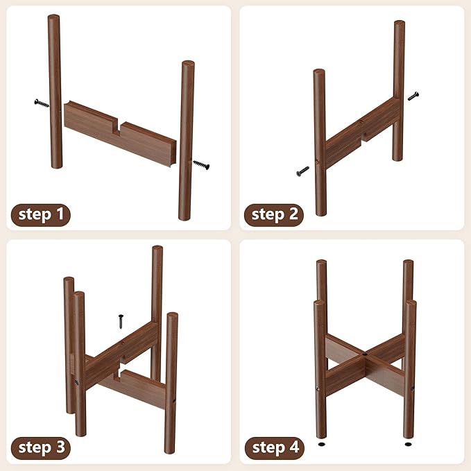 ALIGADO Bamboo Plant Stand Indoor, for Up to 12 Inch Pots, Built to Fit Corners, Sturdy & Stable Design, Walnut Finish