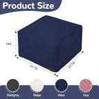 MeMoreCool Square Stuffed Pouf Ottoman Foot Rest, Stripe Furry Floor Pouf Foot Stool with Foam Chunk Filling, Soft Fluffy Stuffed Ottoman Footrest for Living Room, Corduroy Navy