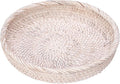 Hipiwe Key Basket Bowl for Entryway 10" Round Woven Wicker Fruit Tray Serving Tray Decorative Storage Organizer for Wallet Cellphone Basket Bowl for Kitchen Living Room, Medium