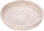 Hipiwe Key Basket Bowl for Entryway 10" Round Woven Wicker Fruit Tray Serving Tray Decorative Storage Organizer for Wallet Cellphone Basket Bowl for Kitchen Living Room, Medium