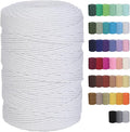Cotton Macrame Cord 3mm 328yards Natural Colored Macrame Supplies, Soft Craft Cotton Rope for Plant Hanger Wall Hanger Dreamcatcher (White)