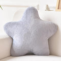Xiashrk Star Pillow, Decorative Throw Pillows for Bed Couch, 15" Star Shaped Pillow Plush Floor Cushions Room Decor Pillow with Faux Rabbit Fur for Sofa Bedroom Living Room (Light Grey, 19.6" x 19.6")