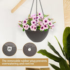 Hanging Planters for Indoor Plants 3 Pack - 7/8/10 Inch Plastic Hanging Pots with Water Sieve Mesh, Small Hanging Pots for Home Garden, Porch, Balcony & Patio Decor, Black