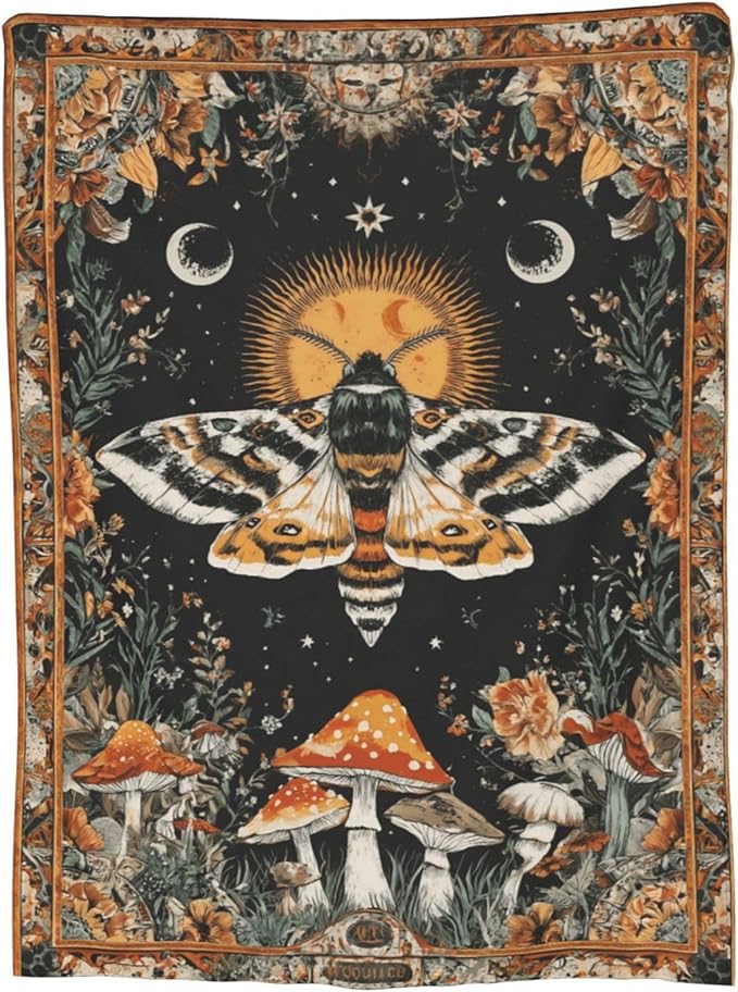 Moth Throw Blanket Soft Flannel Blanket 60"x50" in Bed Blanket Home Decor for Room Sofa Couch All Season