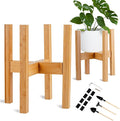 Adjustable Bamboo Plant Stand for Indoor Plants, Holder Rack Fits 8"-12" Pots for Living Room, Bedroom, Corner - Space Saving Shelf (Pot & Plant Not Included)(primary color)