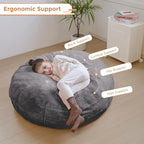 MAXYOYO 3 in 1 Kids Bean Bag Chair Bed, Child Floor Sofa for Gaming, Reading, Faux Fur Floor Mattress with High-Density Foam Filling for Living Room Bedroom