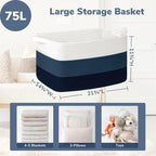 Goodpick Storaget Basket, 21.6" x 14.9" x 11.8", Toy Storage Baskets for Bedroom, Large Baskets for Organizing, Rectangle Woven Rope Basket for Blanket Storage, Blue