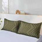 2 Pack Standard Size Pillow Shams Set, Olive Dark Green Boho Tufted Soft Microfiber Pillowcases, Modern Farmhouse Pillowshams for Men and Woman 20 x 26 Inch