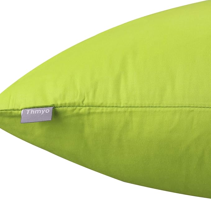 Thmyo 4-Pack 100% Cotton Comfortable Solid Decorative Throw Pillow Case, Square Cushion Cover Pillowcase Sublimation Blank Pillow Covers DIY Throw Pillowcase for Sofa(20x20 inch/ 50x50cm,Light Green)