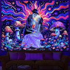 Heopapin Blacklight Skeleton Couple Tapestry UV Reactive The Lovers Skull Wall Hanging Tapestry Romantic Cosmos Galaxy Aesthetic Tapesties for Living Room Bedroom 59.1L x 51.2W