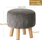 YMYNY Round Pouf Ottoman Small Foot Stool Faux Fur Foot Rest for Couch Modern Boho Footstools with Wood Legs for for Living Room Bedroom Office 12.6" D×12.6" W×12.6" H Dark Gray UHBD035GR