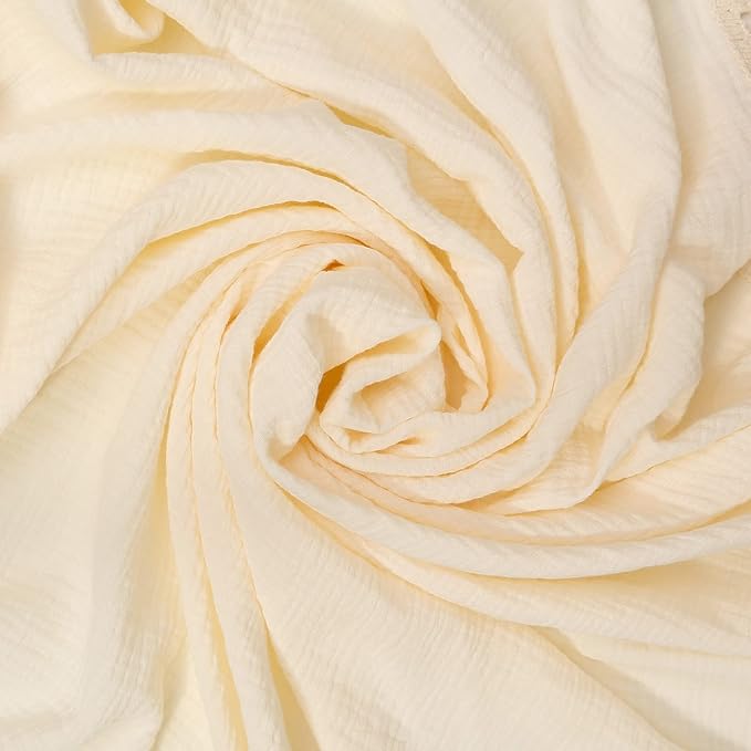 insular Cotton Muslin Baby Blanket with Tassel, Boho Bohemian Muslin Swaddle Blanket Baby Receiving Blanket with Fringe, Nursery Decor Throw or Nursing Blankets, 47" x40”, Beige