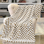 WOLF CREEK BLANKET- Camel & White Fuzzy Fun 3D Checkered Throw Blanket – Ultra Soft Shaggy Fleece for Cozy Comfort. Beautiful Gift for Women with Style 50 x 65 inches.