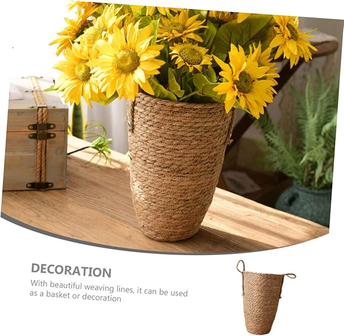 Handmade Rattan Flower Basket Decorative Plant Pot for Indoor Plants Vase Filler Boho Decor