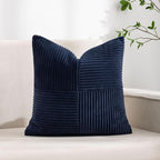 Pack of 2 Corduroy Decorative Throw Pillow Covers for Bed Couch, 18x18 in Boho Aesthetic Home Decor, Soft Corduroy Patchwork Texture Cozy Accent for Couch Sofa Bedroom Living Room, Blue