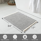 MIULEE Set of 2 Waffle Bathroom Rugs, Boho Bath Rugs Non Slip Washable, Super Absorbent Bath Mats, Ultra Soft Rubber Backed Shower Mats for Bathroom Floor, Tub, LightGrey & Cream, 17x24 Inch