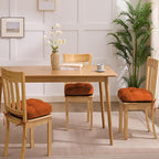 Chair Cushions for Dining Chairs, Dining Chair Cushions, Tufted Indoor Chair Pads with Ties & Non Slip Backing, Seat Cushions for Kitchen Chairs 16.5” x 16.5” x 3.5”, Set of 6, Orange