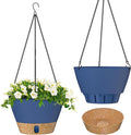 ZMTECH 2 Pack 8 Inch Hanging Planters for Indoor Plants, Modern Blue Hanging Planter with Visible Water Level Window & Removable Tray, Decorative Plant Hanger Indoor for Home Decor