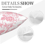 Pink and White Floral Pillow Covers 20x20 Set of 2, Vintage Chinoiserie Flower Throw Pillow Covers Outdoor Decorative Pillow Case for Couch Bed Sofa Cushion Home Decor