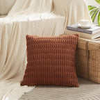Fancy Homi 4 Packs Rust Decorative Throw Pillow Covers 18x18 Inch for Living Room Couch Bed Sofa, Terracotta Rustic Farmhouse Boho Home Decor, Soft Plush Striped Corduroy Square Cushion Case 45x45 cm